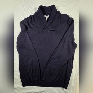 GAP Extra-Fine Merino Wool Shawl-Collar Pullover Sweater NWT Dark Blue Mens XL